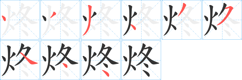 炵字的筆順分步演示