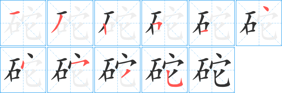 砣字的筆順?lè)植窖菔?></p>
<p><span id=