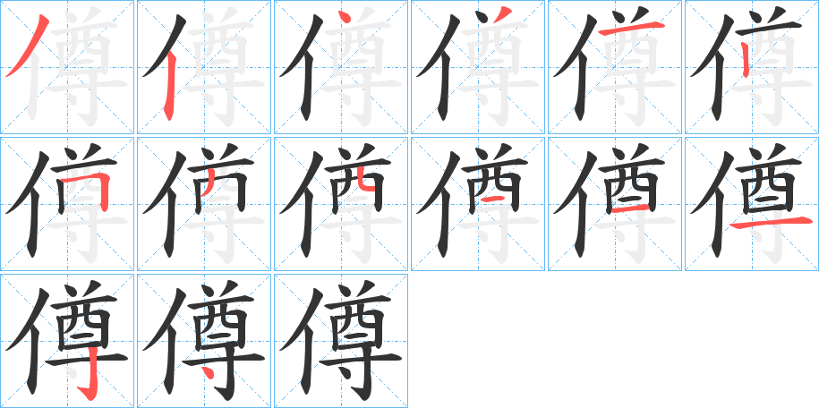 僔字的筆順?lè)植窖菔?></p>
<p><span id=