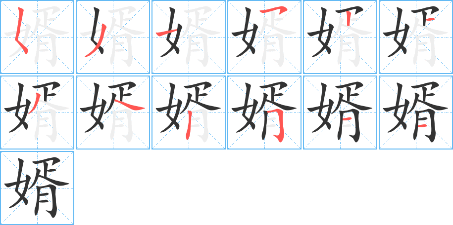 婿字的筆順?lè)植窖菔?></p>
<p><span id=