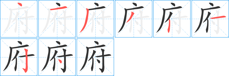府字的筆順分步演示