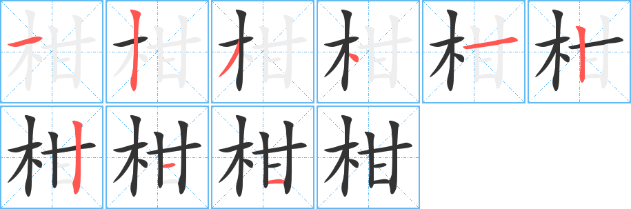 柑字的笔顺分步演示