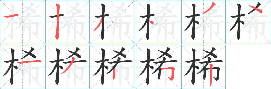桸字的筆順?lè)植窖菔?></p>
<p><span id=