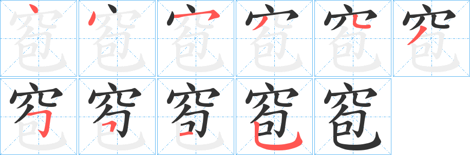 窇字的筆順?lè)植窖菔?></p>
<p><span id=