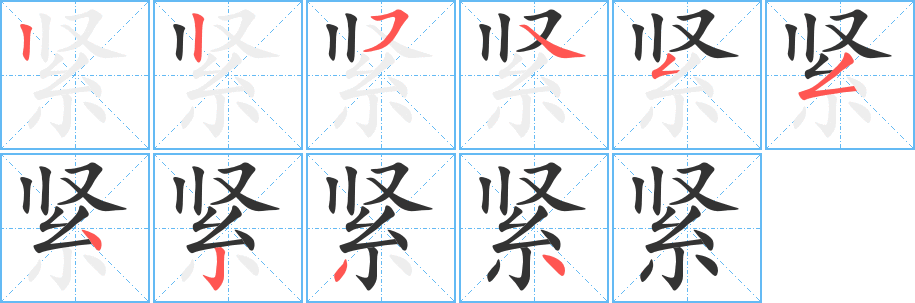 紧字的笔顺分步演示