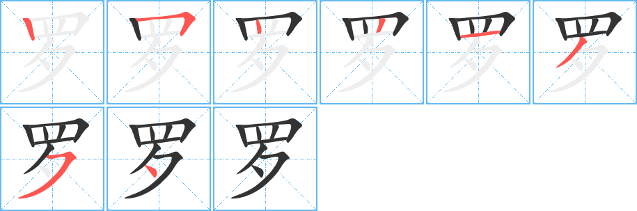 罗字的笔顺分步演示
