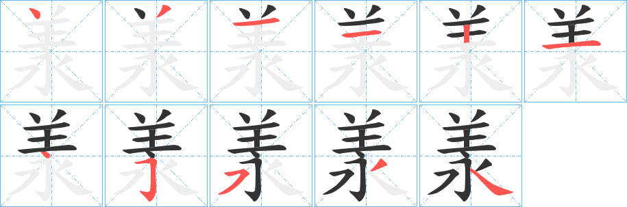 羕字的筆順?lè)植窖菔?></p>
<p><span id=