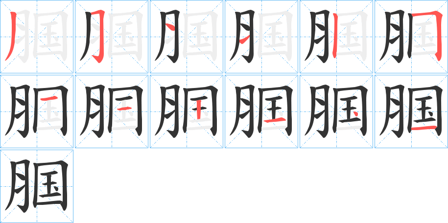 腘字的筆順?lè)植窖菔?></p>
<p><span id=