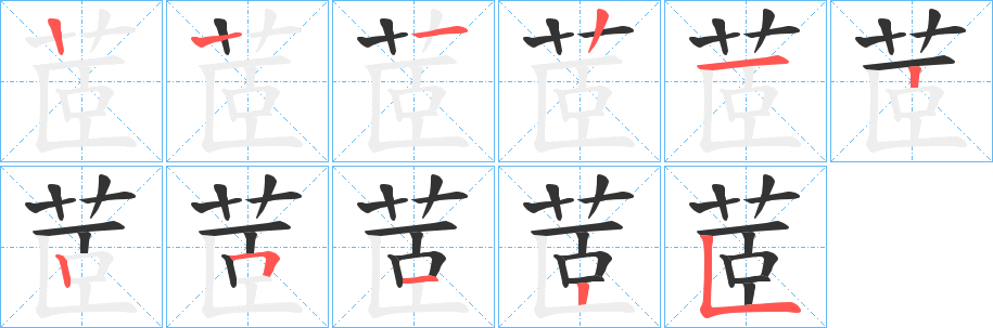 茝字的笔顺分步演示