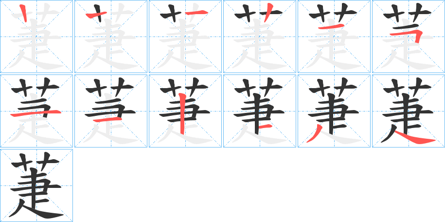 萐字的筆順?lè)植窖菔?></p>
<p><span id=