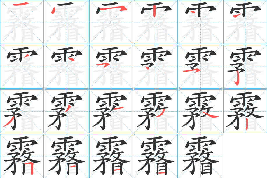 霿字的筆順?lè)植窖菔?></p>
<p><span id=