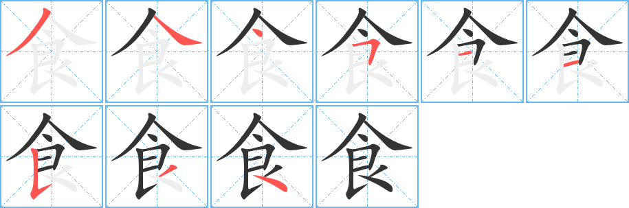 食字的笔顺分步演示