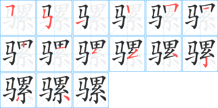 骡字的笔顺分步演示