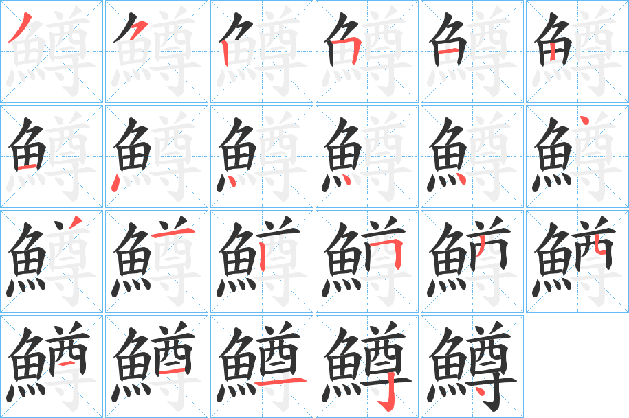 鱒字的筆順分步演示